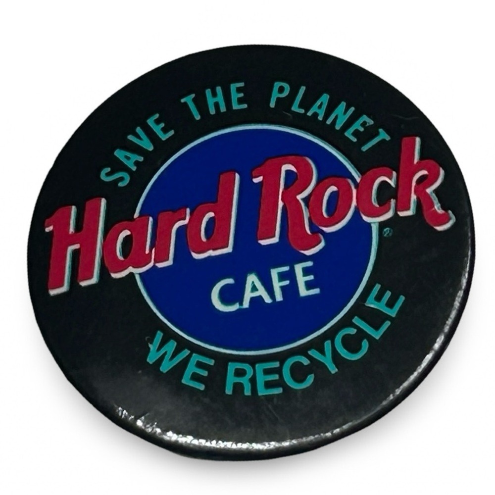Hard Rock Cafe Vintage We Recycle Pinback Badge‎ 1-1/2" Environmental Justice